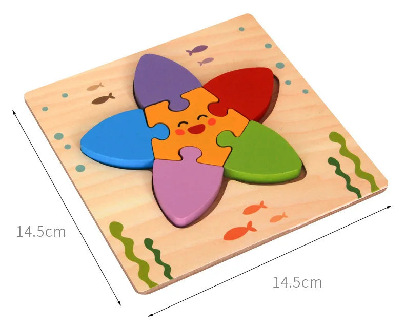 Rompecabezas de madera 3D de alta calidad para bebé, rompecabezas de tráfico de animales de dibujos animados, juego de cognición de aprendizaje temprano, juguetes para niños