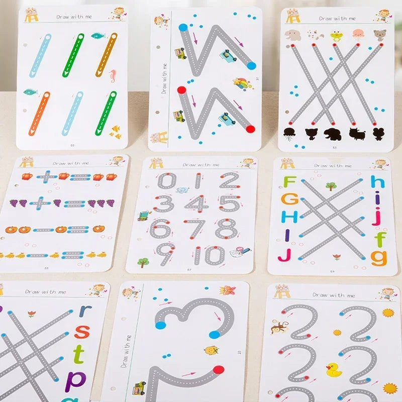 Libro de trabajo de rastreo mágico, libro de entrenamiento de Control, cuaderno de práctica mágica reutilizable, papelería educativa de dibujo Montessori para niños