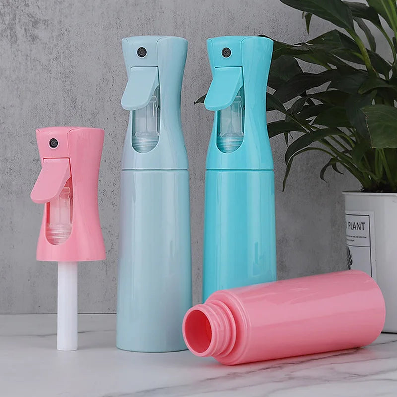 Botella recargable con pulverizador continuo de 200/300/500ml para botella, producto para peinar el cabello rizado, planta, peluquero, botella pulverizadora de niebla fina