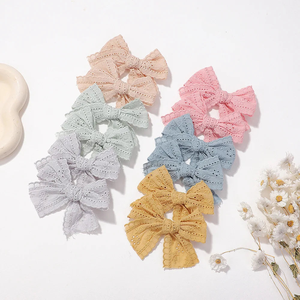 2 unids/set de pinzas para el cabello de bebé para niñas, lazos para el cabello de encaje de algodón, pasador para niños, horquillas completamente envueltas, horquillas para niños pequeños, accesorios para el cabello