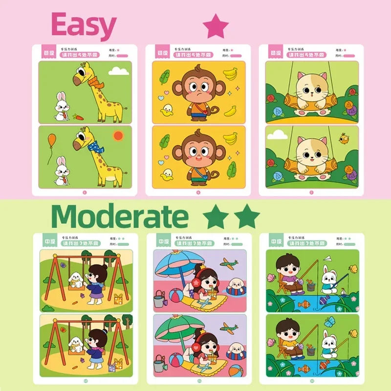 64 Uds. Tarjetas de juego educativas Montessori para niños, juegos de errores, juguetes de educación temprana para bebés, tarjetas reutilizables de entrenamiento de concentración