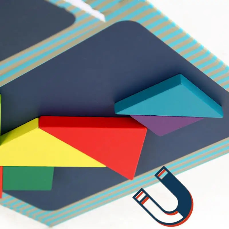Rompecabezas de madera magnético Tangram, libro de rompecabezas, juguetes educativos para niños, bebé, chico, portátil, aprendizaje de inteligencia Montessori