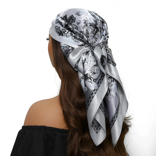 Pañuelo para la cabeza para mujer, marca de lujo, cuadrado, 90x90cm, Foulard de seda, Bandana de satén, pañuelo suave, Hijab, bufandas para el cabello para mujer