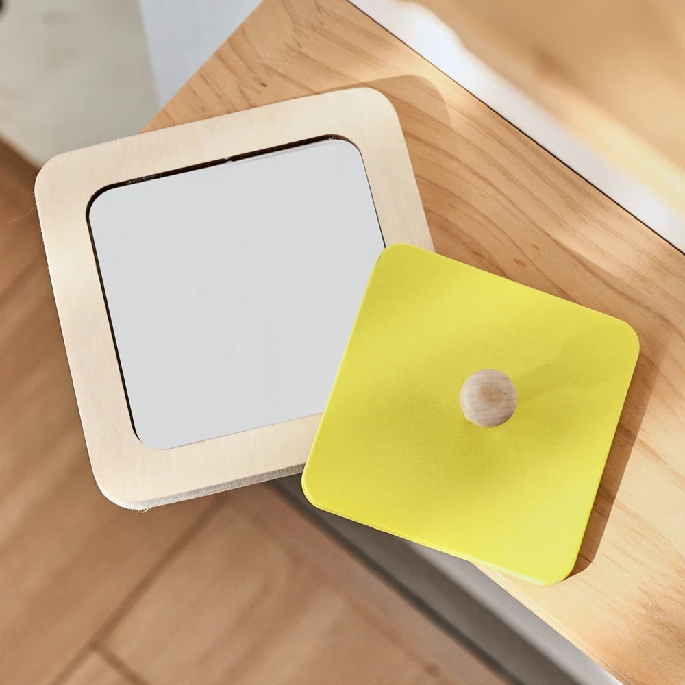 Rompecabezas de espejo Montessori para bebé, tablero ocupado, juguetes de madera, juguete sensorial educativo para edades tempranas, material didáctico preescolar