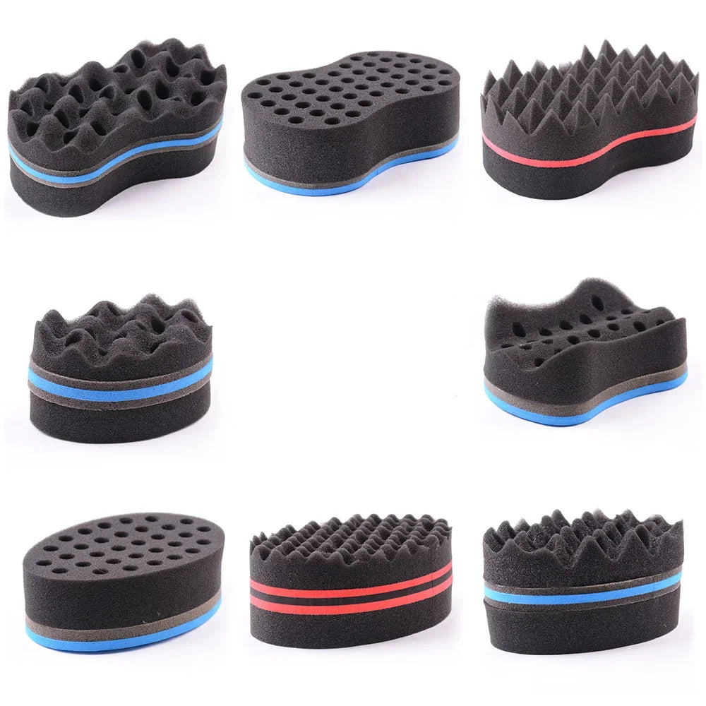 Cepillo de esponja para peinado de cabello rizado, cepillos de esponja de doble cara, trenza lateral con múltiples agujeros, cepillo de pelo ondulado