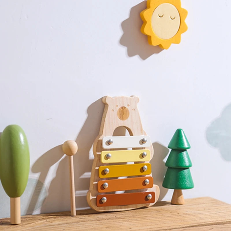 Juguete de madera Montessori, xilófono Multicolor, cuentas de campana, columna de tambor, instrumento Musical, juguete para chico, instrumento Musical educativo, regalo
