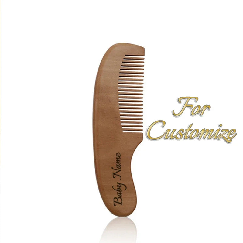 Cepillo de madera personalizado para bebé, peine de lana con nombre personalizado para bebé, cepillo para el pelo para recién nacido, masajeador de cabeza infantil, cepillo de baño, peine para niños