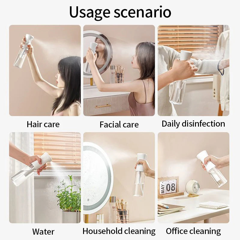 Botella pulverizadora de 200/300ml, lata de agua para plantas de jardín, pulverizador de niebla continuo recargable, herramienta de salón de peluquería de plástico, colores dulces