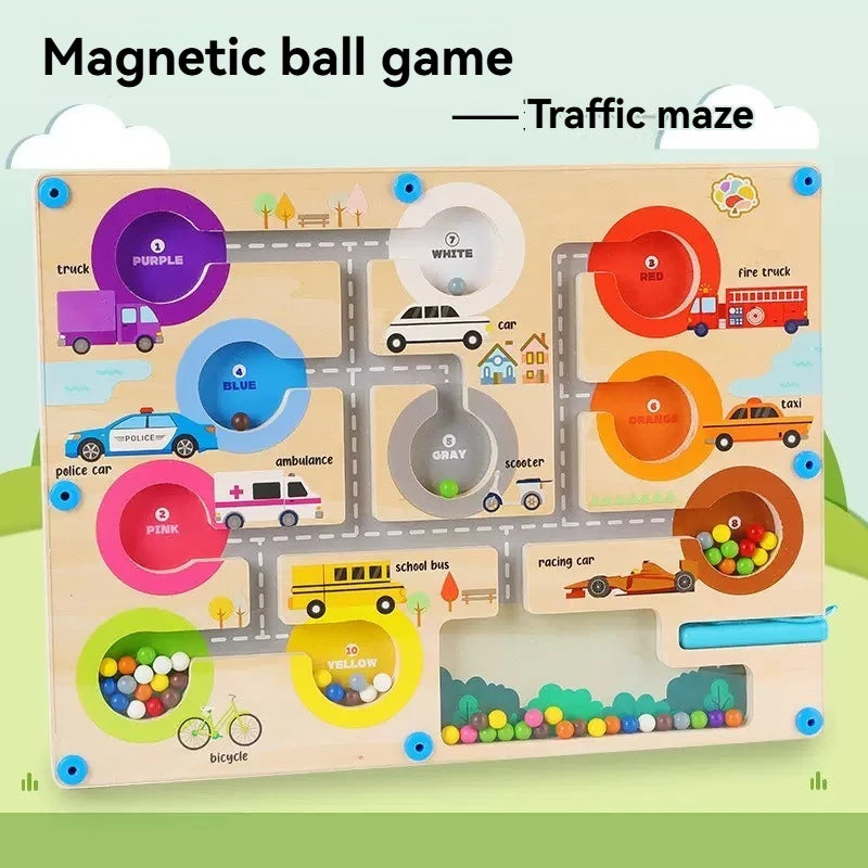 Juguete laberinto magnético con cuentas digitales magnéticas para práctica de rompecabezas, juego de entrenamiento de atención y concentración para niños de 2 a 6 años