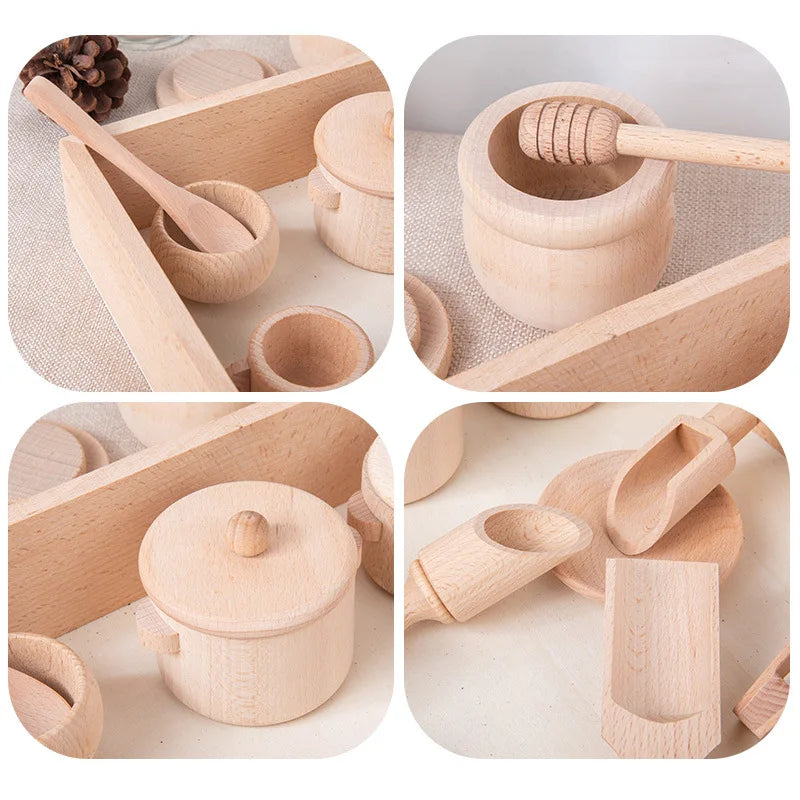 Juego de rompecabezas de iluminación sensorial Montessori, juego de té de cocina simulado, experiencia familiar, educación infantil, juguetes de madera
