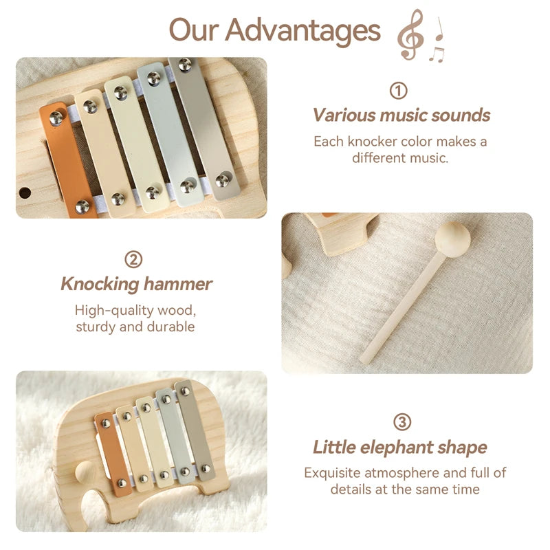 Juguete de madera Montessori, xilófono Multicolor, cuentas de campana, columna de tambor, instrumento Musical, juguete para chico, instrumento Musical educativo, regalo
