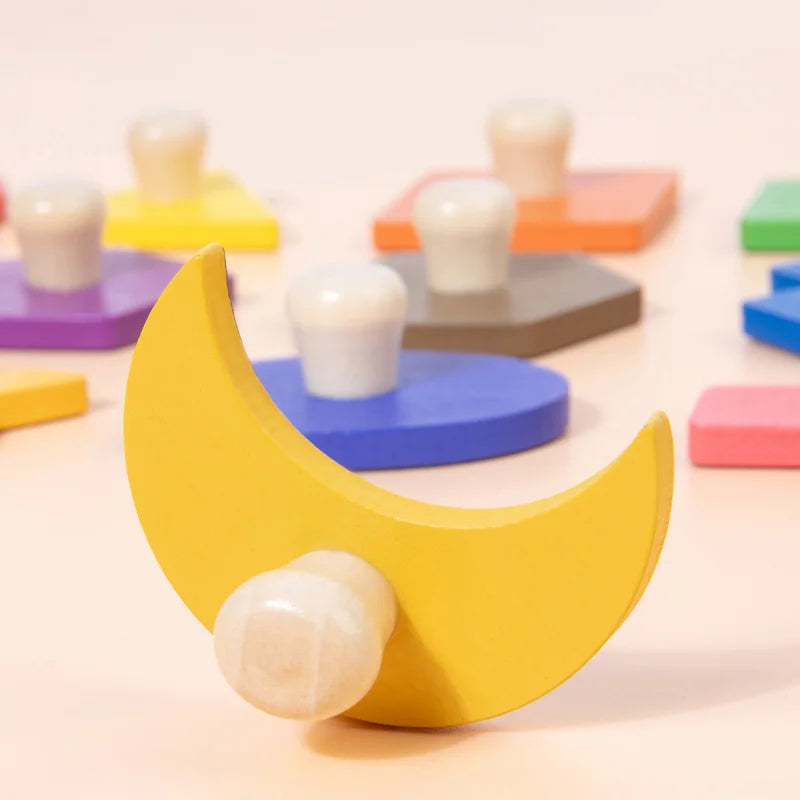 Rompecabezas de ayuda para enseñanza preescolar Montessori, tablero con incrustaciones de formas geométricas magnéticas Montessori, tablero de agarre manual con forma de madera, Juguetes
