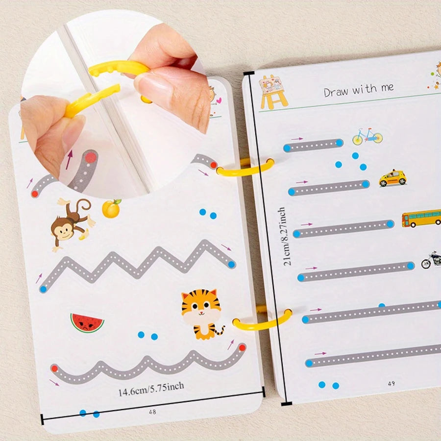 Cuaderno de trabajo de entrenamiento con Control de bolígrafo para niños pequeños, cuaderno de práctica de rastreo mágico para bebés, escritura reutilizable, dibujo, libros educativos con imágenes