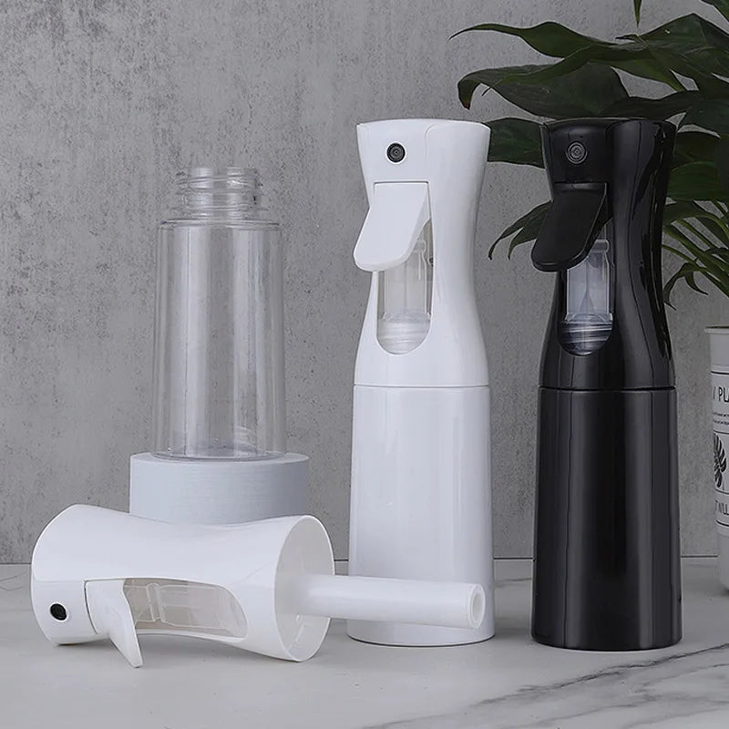Botella recargable con pulverizador continuo de 200/300/500ml para botella, producto para peinar el cabello rizado, planta, peluquero, botella pulverizadora de niebla fina