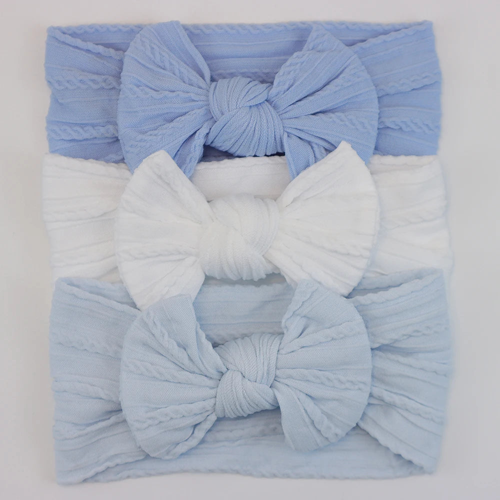 3 unids/set de diademas para bebé, lote de diadema con lazo para niña, gorros para recién nacido, turbante de nailon suave para niños, diademas para niños, accesorios para el cabello