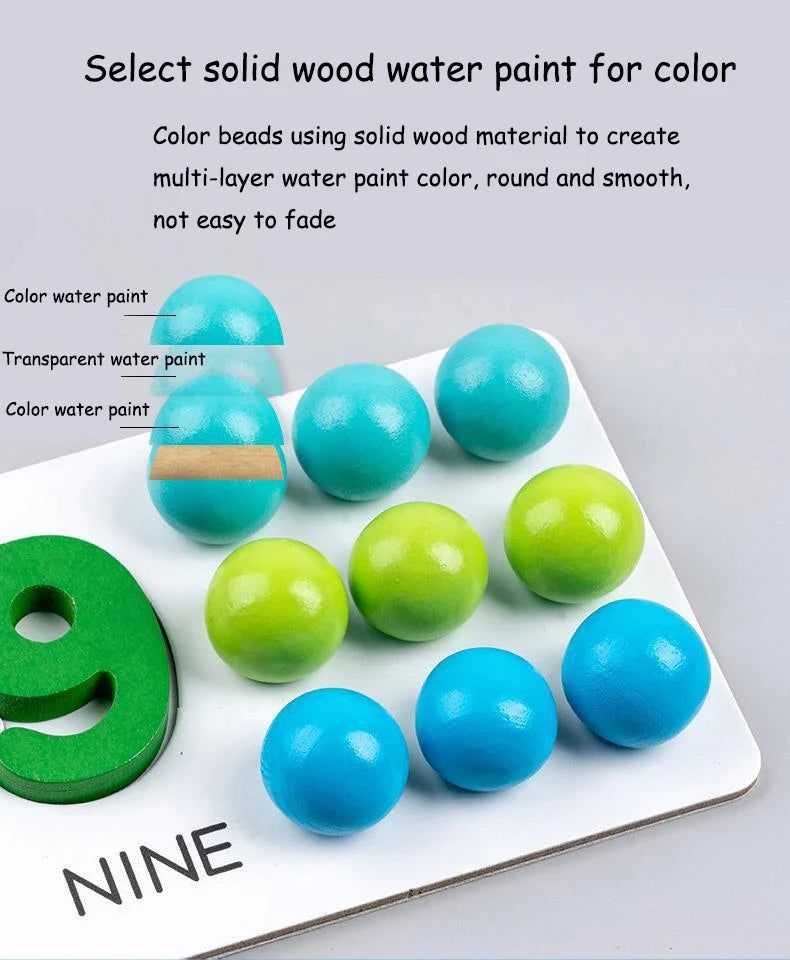 Accesorios de matemáticas Montessori para bebé, rompecabezas de emparejamiento cognitivo Digital, perla ingeniosa, juguetes de acción fina para niños