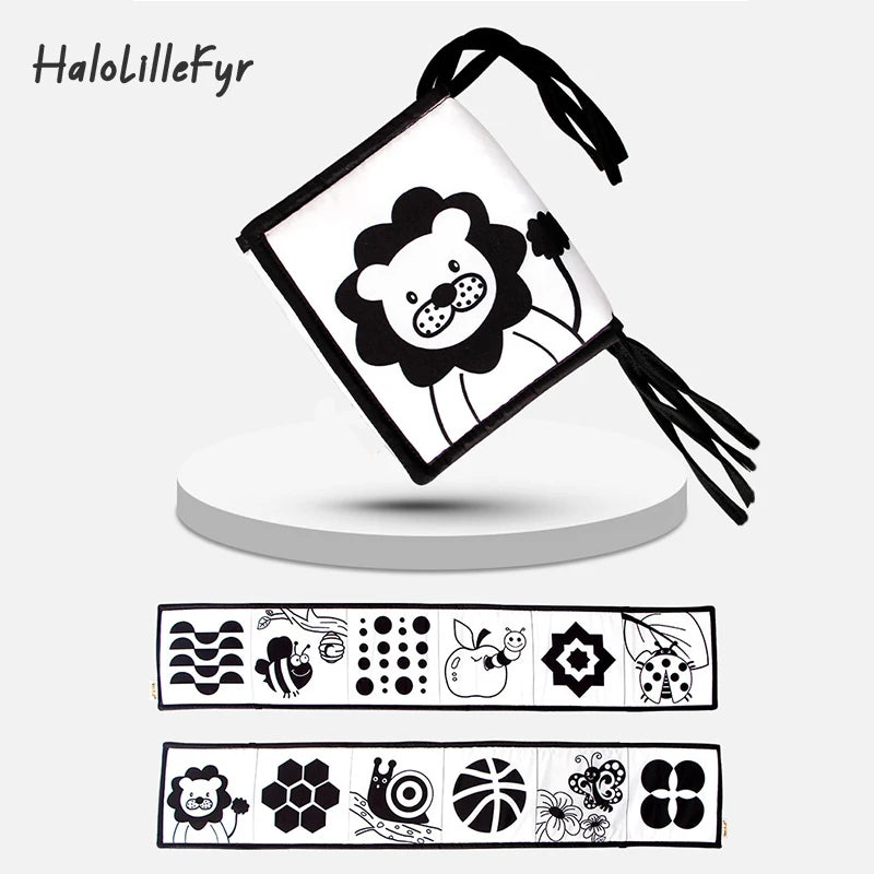 Libros plegables de tela suave para bebé, juguete sensorial de alto contraste en blanco y negro para recién nacidos, juguetes educativos Montessori para edades tempranas