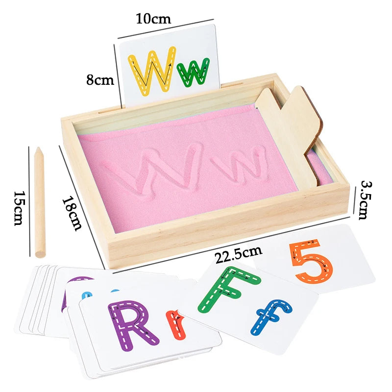 Juguetes Montessori de entrenamiento de Motor fino para niños, caja de arena de madera con aprendizaje abierto parroquial, juego de juegos sensoriales controlados con bolígrafo