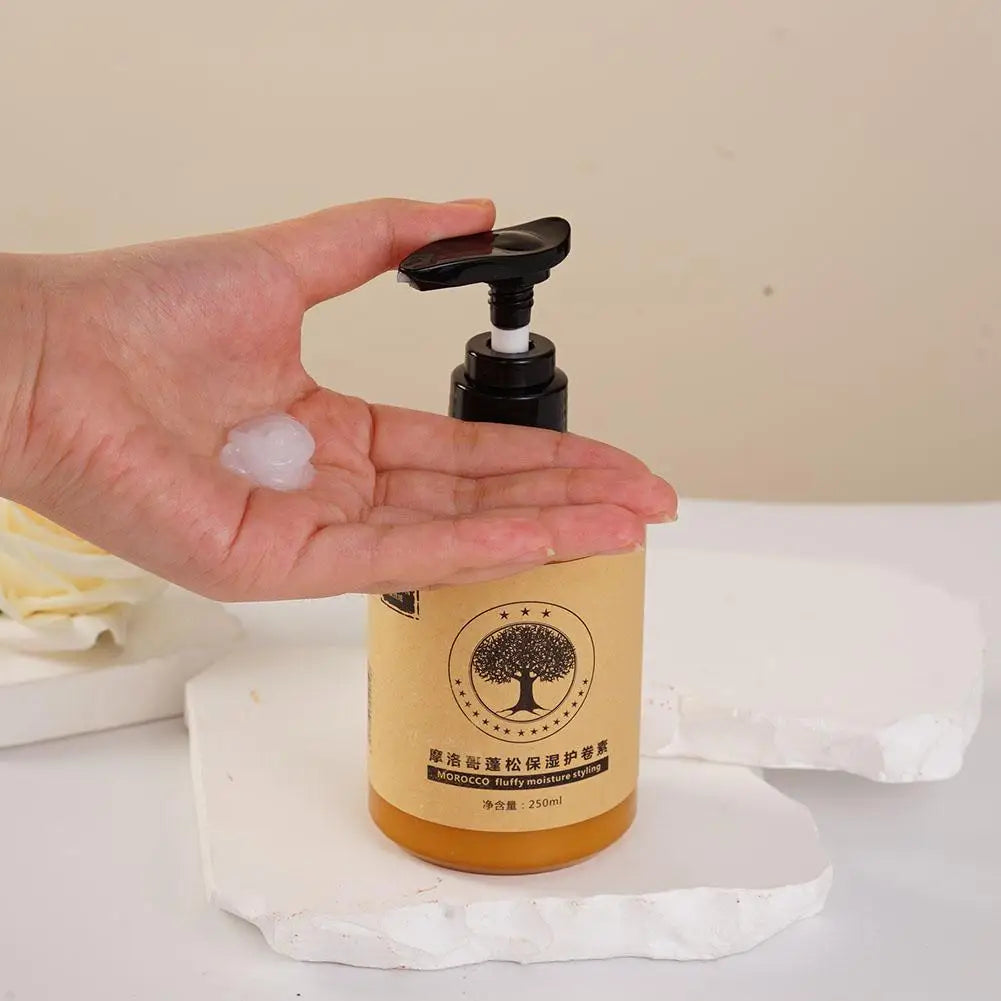 Crema para peinar el cabello rizado de larga duración, crema rizadora de volumen de elasticidad hidratante, crema para peinar aceite para el cabello marroquí