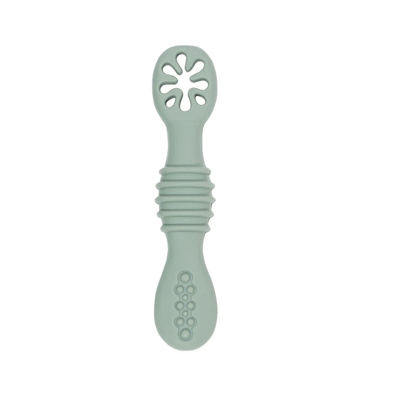 Juego de cucharas de aprendizaje para bebé, cuchara adhesiva de silicona de calidad alimentaria, cubiertos para niños, cuchara de entrenamiento, vajilla de alimentación, 2 uds.