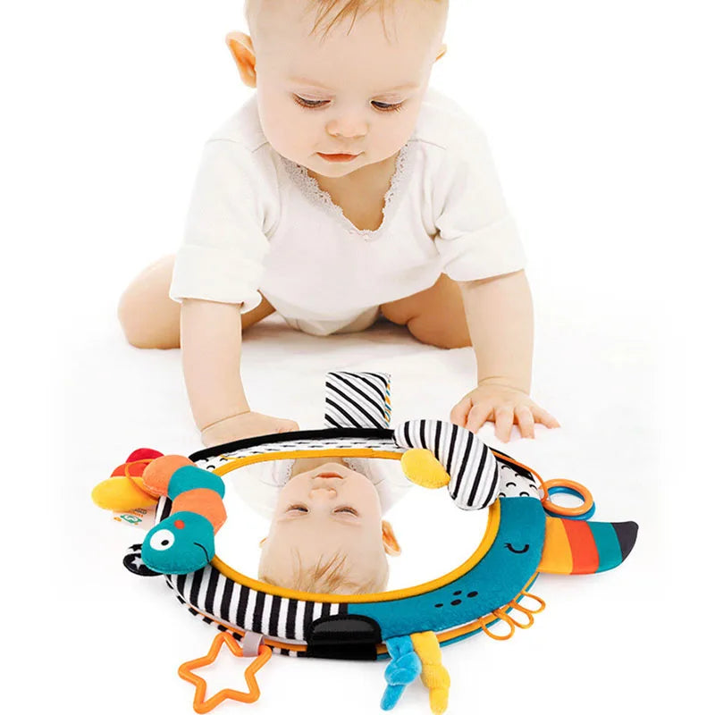 Espejo de suelo para bebé, tiempo de barriga, 6, 12 meses, juguetes sensoriales para recién nacidos de alto contraste, juego de desarrollo Visual para gatear, espejo de juguete para actividades
