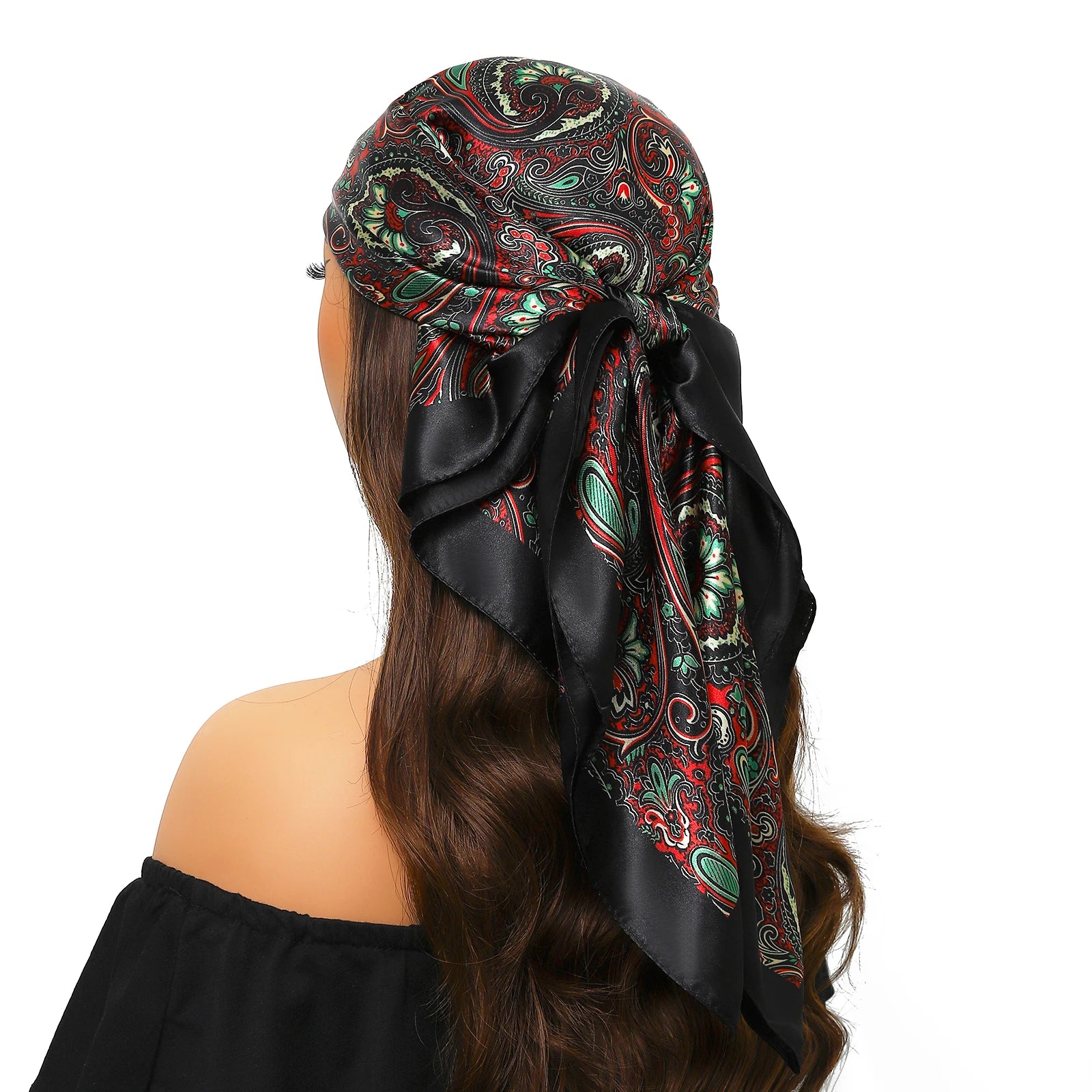 Pañuelo para la cabeza para mujer, marca de lujo, cuadrado, 90x90cm, Foulard de seda, Bandana de satén, pañuelo suave, Hijab, bufandas para el cabello para mujer