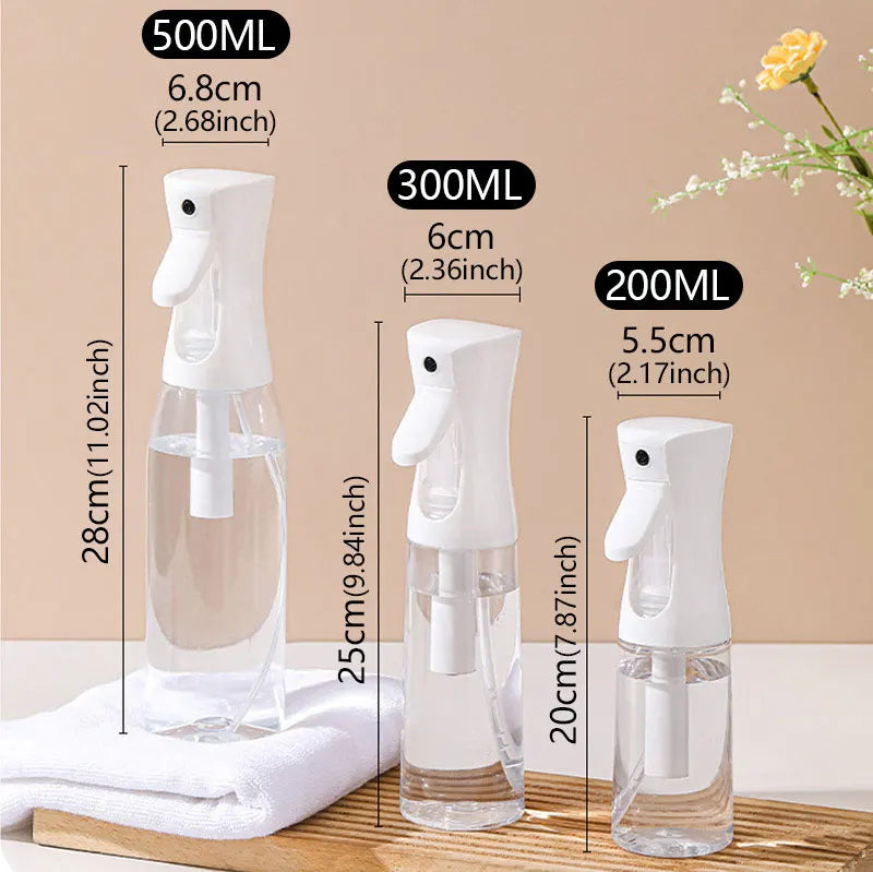 Botella recargable con pulverizador continuo de 200/300/500ml para botella, producto para peinar el cabello rizado, planta, peluquero, botella pulverizadora de niebla fina