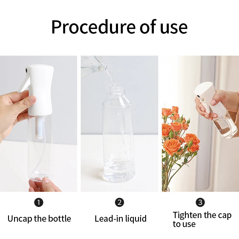 Botella pulverizadora de 200/300ml, lata de agua para plantas de jardín, pulverizador de niebla continuo recargable, herramienta de salón de peluquería de plástico, colores dulces