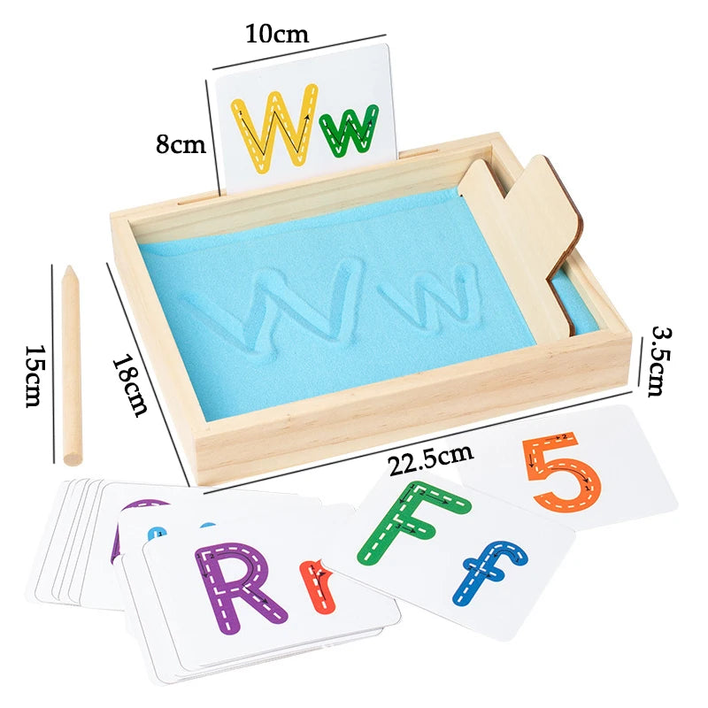 Juguetes Montessori de entrenamiento de Motor fino para niños, caja de arena de madera con aprendizaje abierto parroquial, juego de juegos sensoriales controlados con bolígrafo