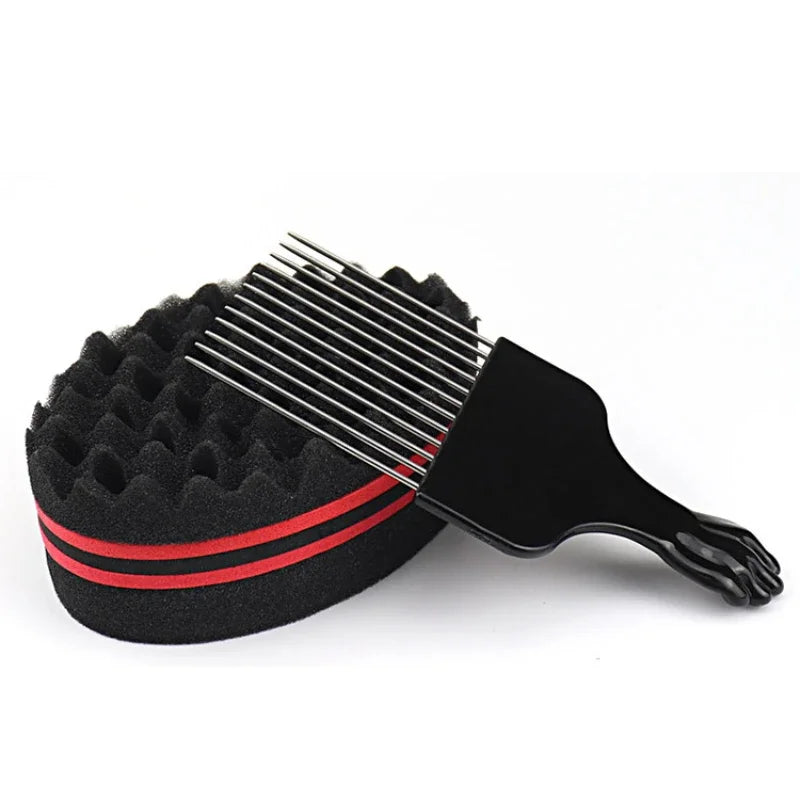 Cepillo de pelo ovalado de doble cara, cepillo de esponja mágico para bobina Afro Natural, cepillos de esponja para rastas, trenzas de cabello trenzado