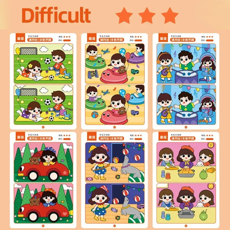 64 Uds. Tarjetas de juego educativas Montessori para niños, juegos de errores, juguetes de educación temprana para bebés, tarjetas reutilizables de entrenamiento de concentración