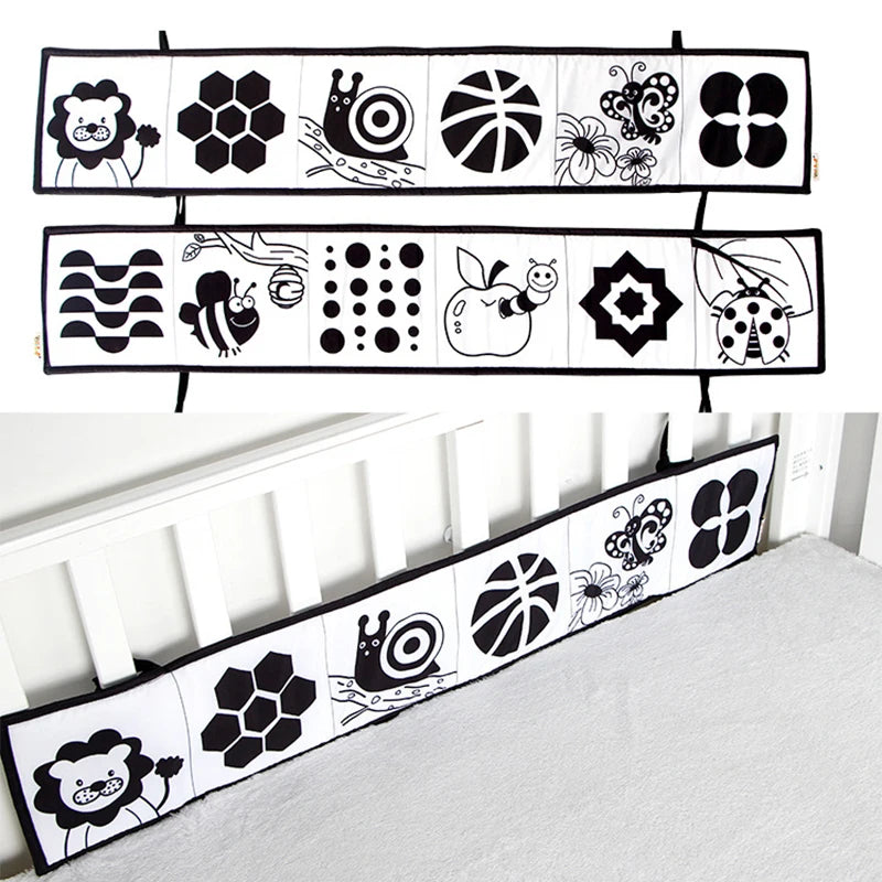 Libros plegables de tela suave para bebé, juguete sensorial de alto contraste en blanco y negro para recién nacidos, juguetes educativos Montessori para edades tempranas