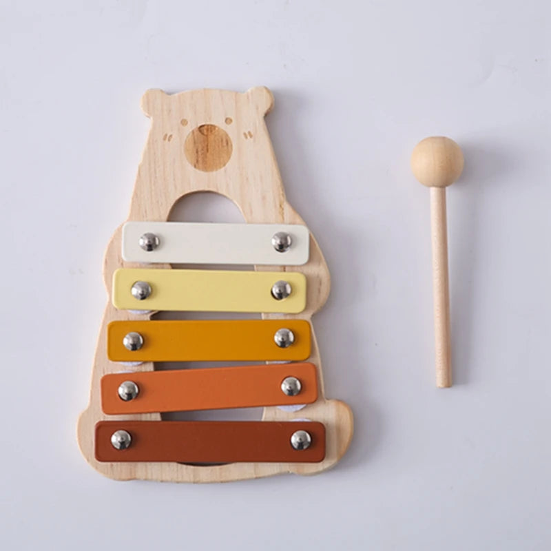 Juguete de madera Montessori, xilófono Multicolor, cuentas de campana, columna de tambor, instrumento Musical, juguete para chico, instrumento Musical educativo, regalo