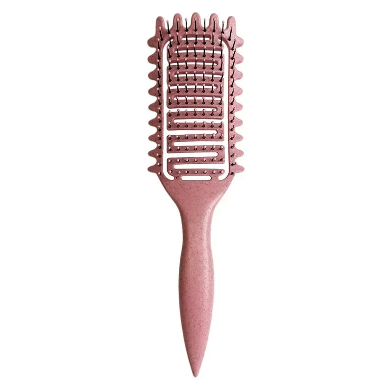 Cepillo de peinado rizado, cepillo de pelo hueco para desenredar, peine de pelo rizado húmedo enredado, rizos moldeadores, herramientas de peluquería y peluquero
