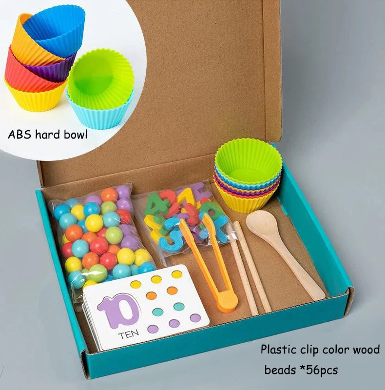 Accesorios de matemáticas Montessori para bebé, rompecabezas de emparejamiento cognitivo Digital, perla ingeniosa, juguetes de acción fina para niños