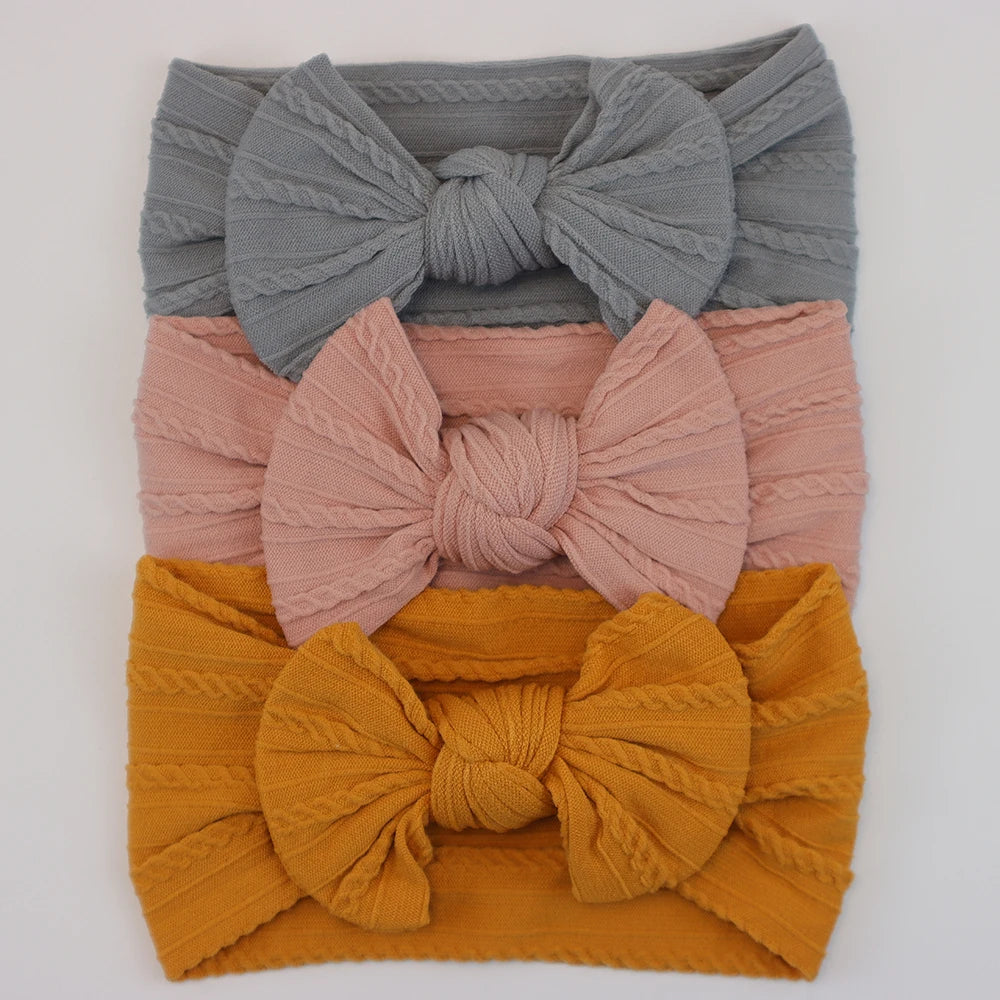 3 unids/set de diademas para bebé, lote de diadema con lazo para niña, gorros para recién nacido, turbante de nailon suave para niños, diademas para niños, accesorios para el cabello