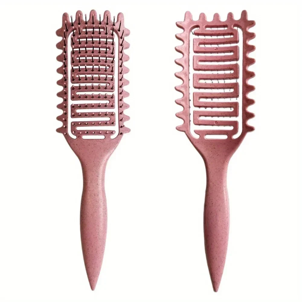 Cepillo de peinado rizado, cepillo de pelo hueco para desenredar, peine de pelo rizado húmedo enredado, rizos moldeadores, herramientas de peluquería y peluquero