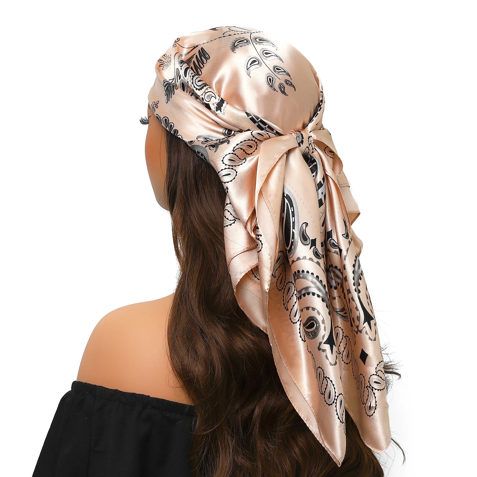 Pañuelo para la cabeza para mujer, marca de lujo, cuadrado, 90x90cm, Foulard de seda, Bandana de satén, pañuelo suave, Hijab, bufandas para el cabello para mujer