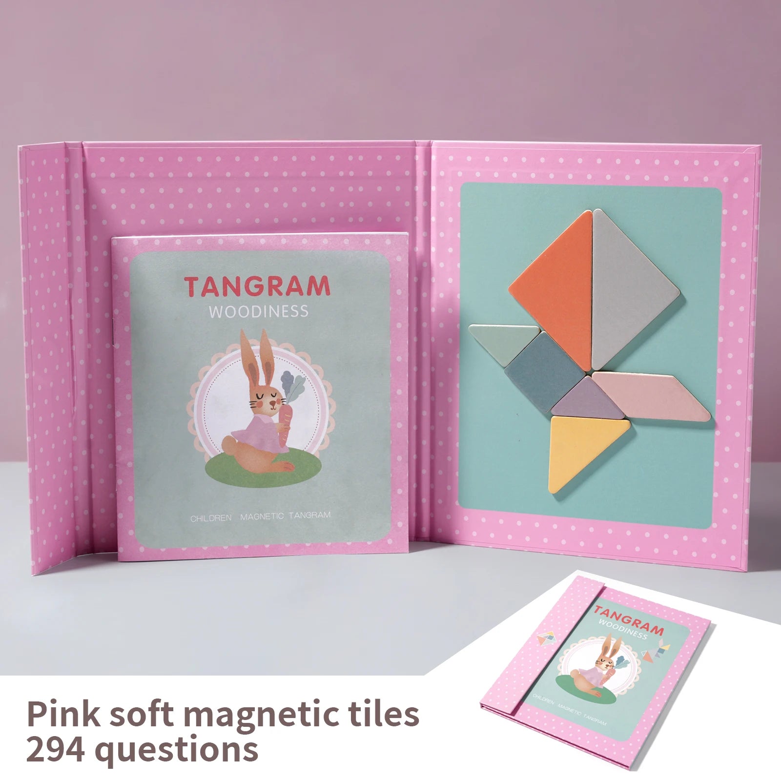 Rompecabezas de madera magnético Tangram, libro de rompecabezas, juguetes educativos para niños, bebé, chico, portátil, aprendizaje de inteligencia Montessori