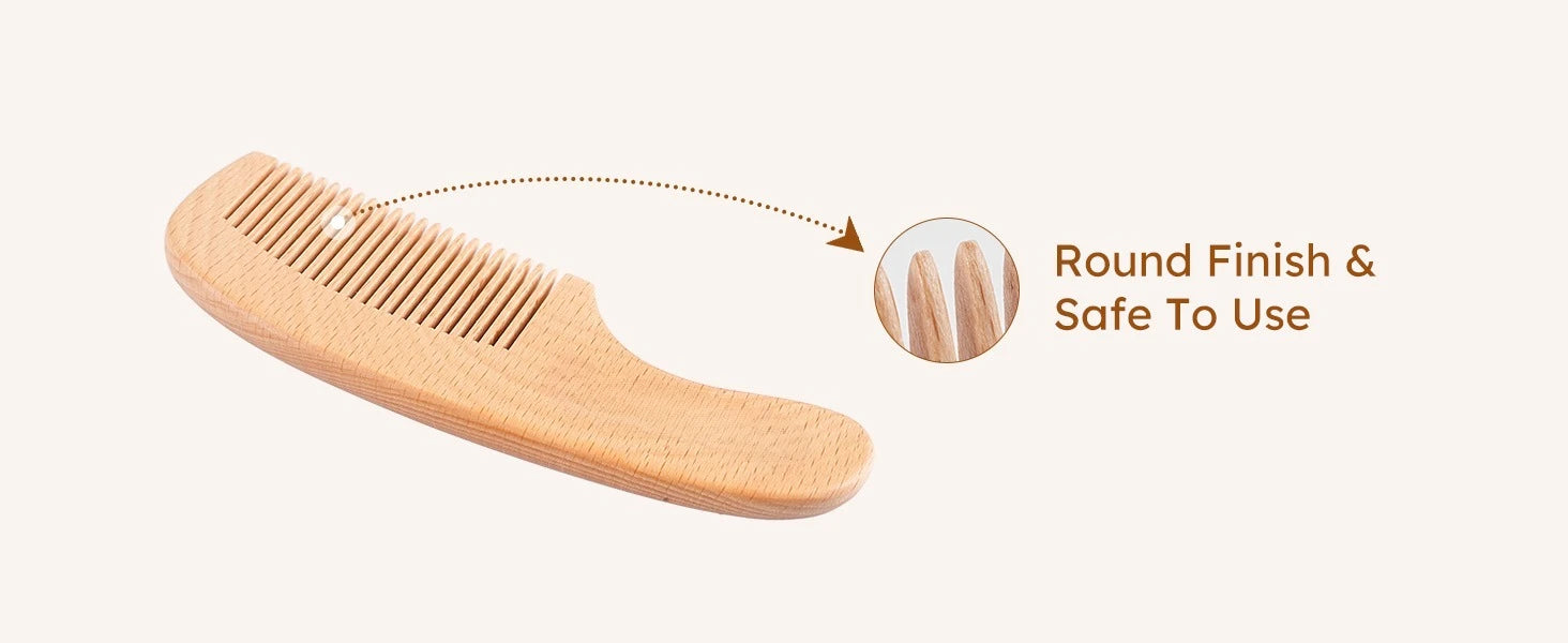 Juego de 4 Uds de cepillos y peines para bebé, cepillo de masaje de pelo de cabra Natural Ultra suave de madera para recién nacido, juego de peines para niño y niña
