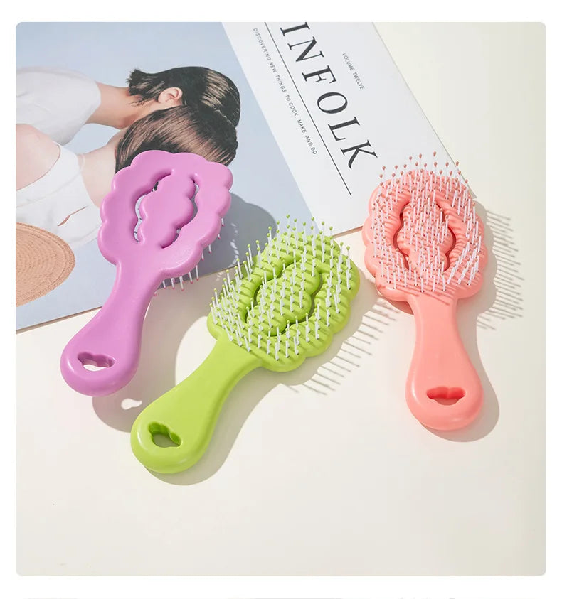 Mini cepillo de pelo portátil para niña, Color caramelo, masaje de dibujos animados, peine de pelo liso, forma de nube, peine de canalé, peine de peinado, 1 pieza