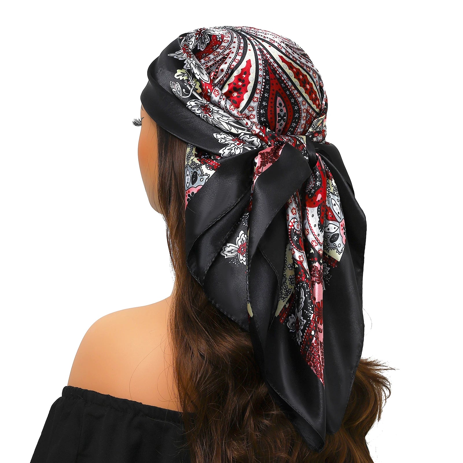 Pañuelo para la cabeza para mujer, marca de lujo, cuadrado, 90x90cm, Foulard de seda, Bandana de satén, pañuelo suave, Hijab, bufandas para el cabello para mujer