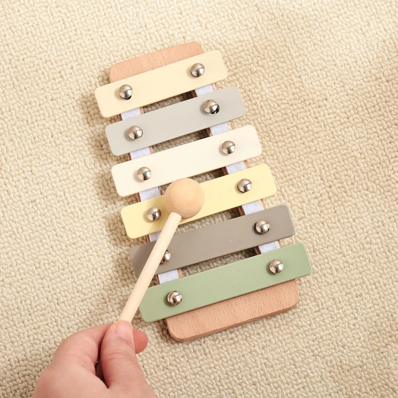 Juguete de madera Montessori, xilófono Multicolor, cuentas de campana, columna de tambor, instrumento Musical, juguete para chico, instrumento Musical educativo, regalo