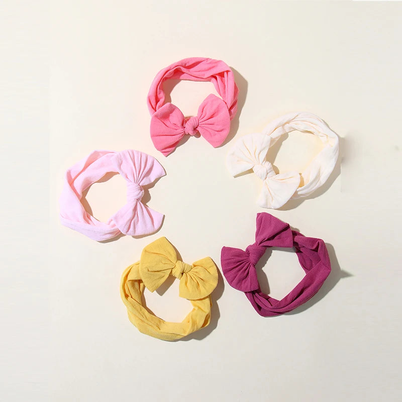 5 unids/set diadema para bebé lindo Bowknot banda para el cabello para niñas recién nacidas accesorios elásticos suaves para el cabello para niños