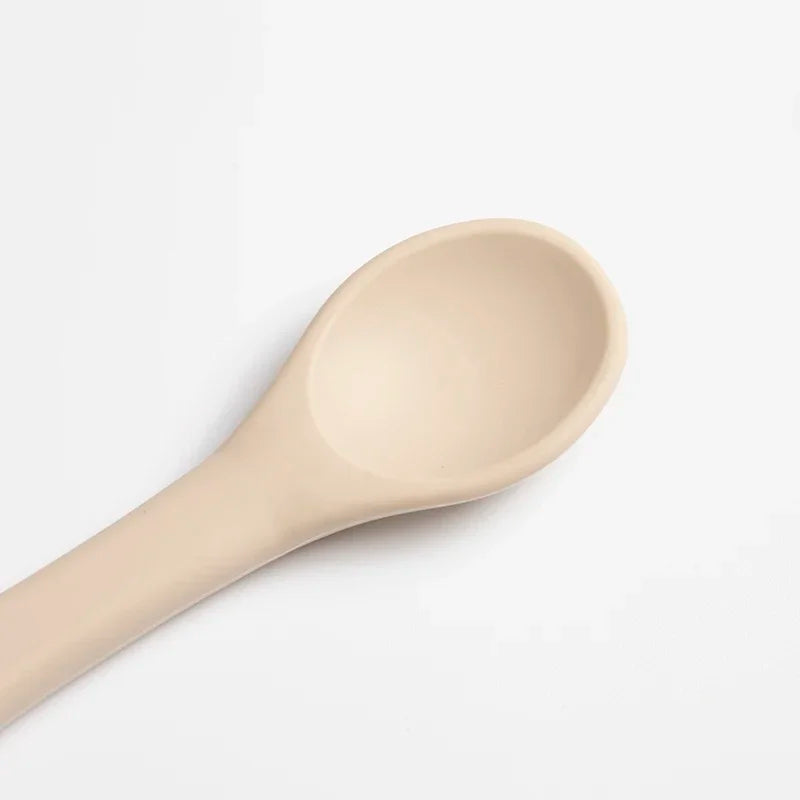 Juego de 2 unidades de tenedor cuchara de entrenamiento de bebé de silicona suave sin BPA, vajilla antideslizante de seguridad para niños, accesorios de alimentación para niños pequeños