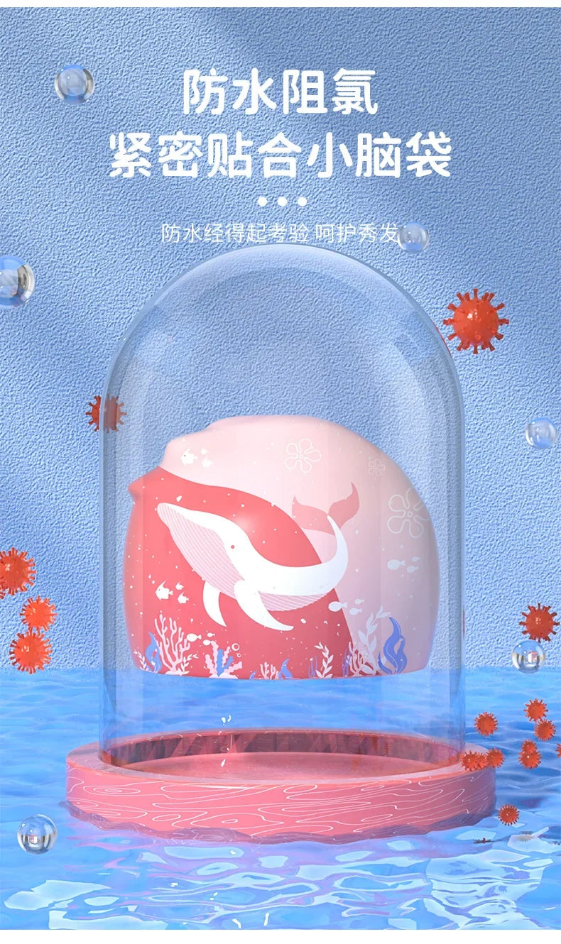 Gorros de natación para niños, protección para los oídos, gorro de natación de silicona suave para niños y niñas, gorro de baño bonito de dibujos animados, accesorios para piscina