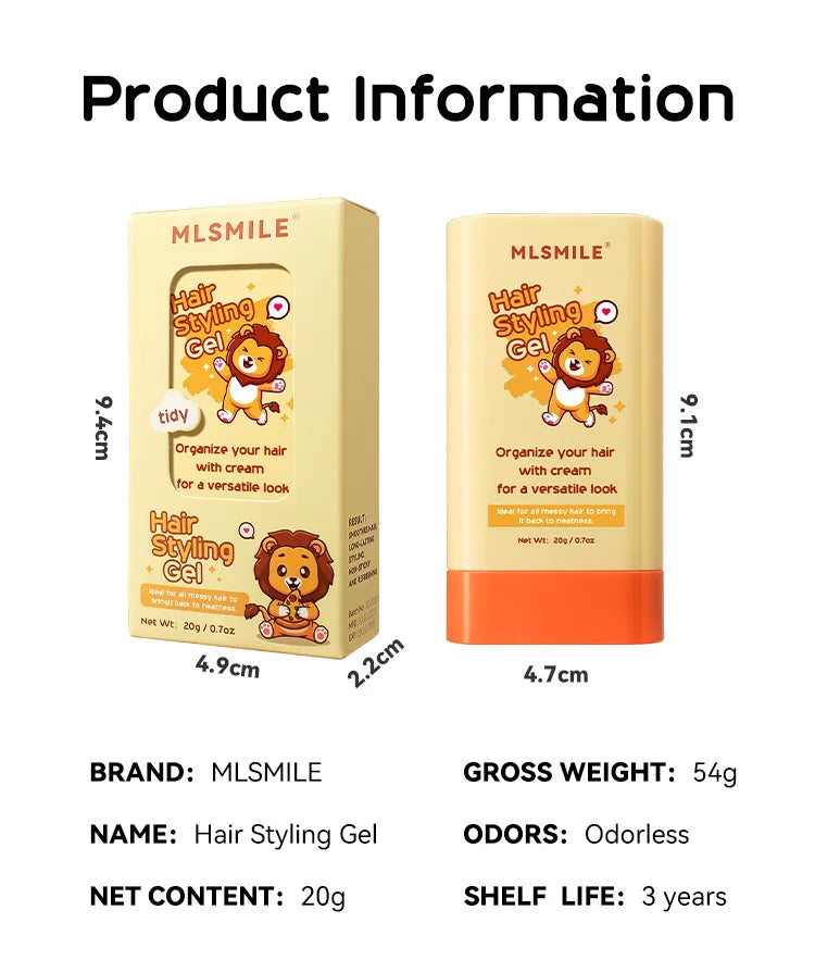 20g cera para el cabello palo peine dientes crema para peinar el cabello Anti-Frizz para hombres mujeres niños borde rizado producto para peinar el cabello
