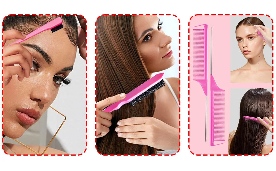 GOIPLE-Juego de peines para el cabello con barra de cera, 75g, sujeción perfecta, acabado para el cabello roto, pomada Tame Flyaways Slick Stick, crema de estilismo con vitamina E