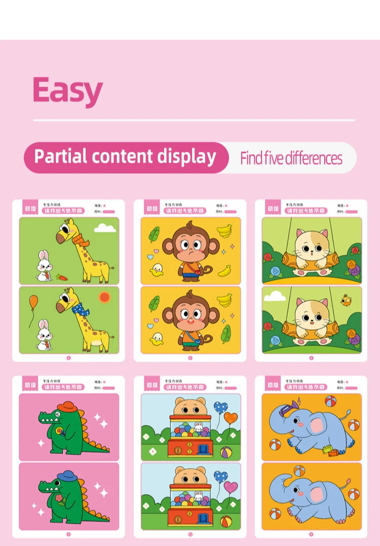 64 Uds. Tarjetas de juego educativas Montessori para niños, juegos de errores, juguetes de educación temprana para bebés, tarjetas reutilizables de entrenamiento de concentración