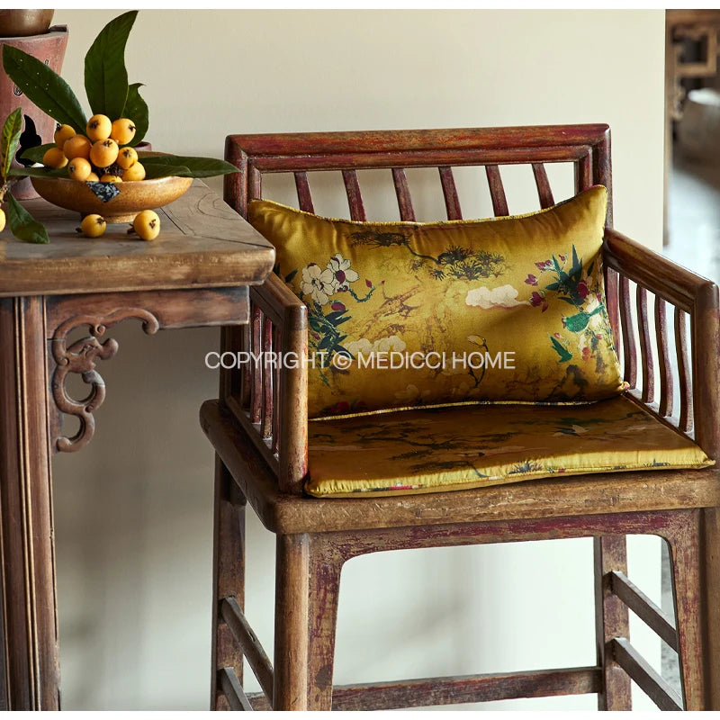 Medicci Home-funda de almohada con bordado de pájaro de grulla asiática, con borlas, terciopelo exuberante, ornamentada, funda de cojín cuadrada de 50x50